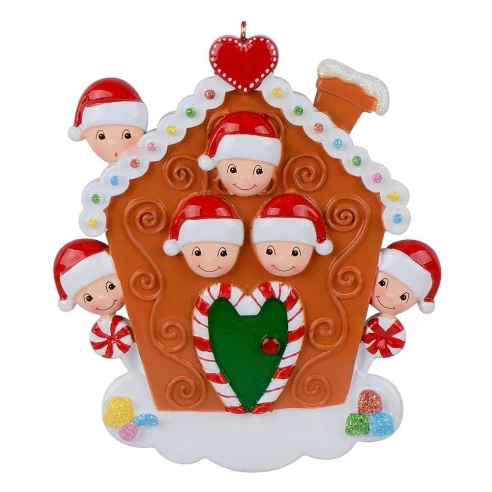 Смолы Maxora Пряничный дом семья из 2 Персонализированные орнамент на Рождество, год украшения, подарок, сувениры