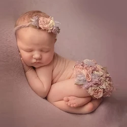 Accessoires de photographie pour nouveau nés, tenues pour filles, coiffure et fleurs tridimensionnelles, ensemble de coussinets, Options d'europe et de pays 