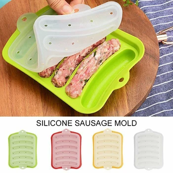 

Silicone Ham Hot Dog Burger Make Mould DIY Sausage Making Mould Baby Food Supplement Baking Tools Kitchen Props With 6 Grid