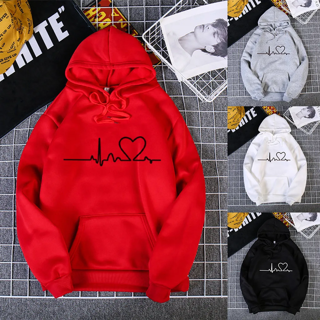 

Women's Sweatshirt heart print Autumn/Winter Loose Korean style Harajuku Ladies Autumn Winter Pullovers Tops Streetwear