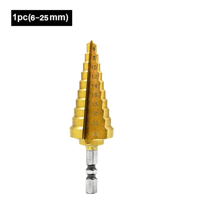 6-25MM 4-32 мм HSS 4241 с шестигранным хвостовиком Коническое титановое ступенчатое конусное сверло металлический Дырокол Мини дрель аксессуары для электроинструментов - Цвет: 6-25MM