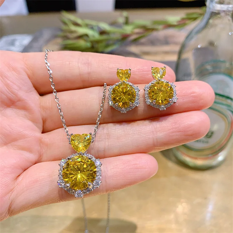 

QTT Brilliant High Quality Jewelry set Silver Color Sets Earring Pendant Necklace for Lover Wedding Accessories