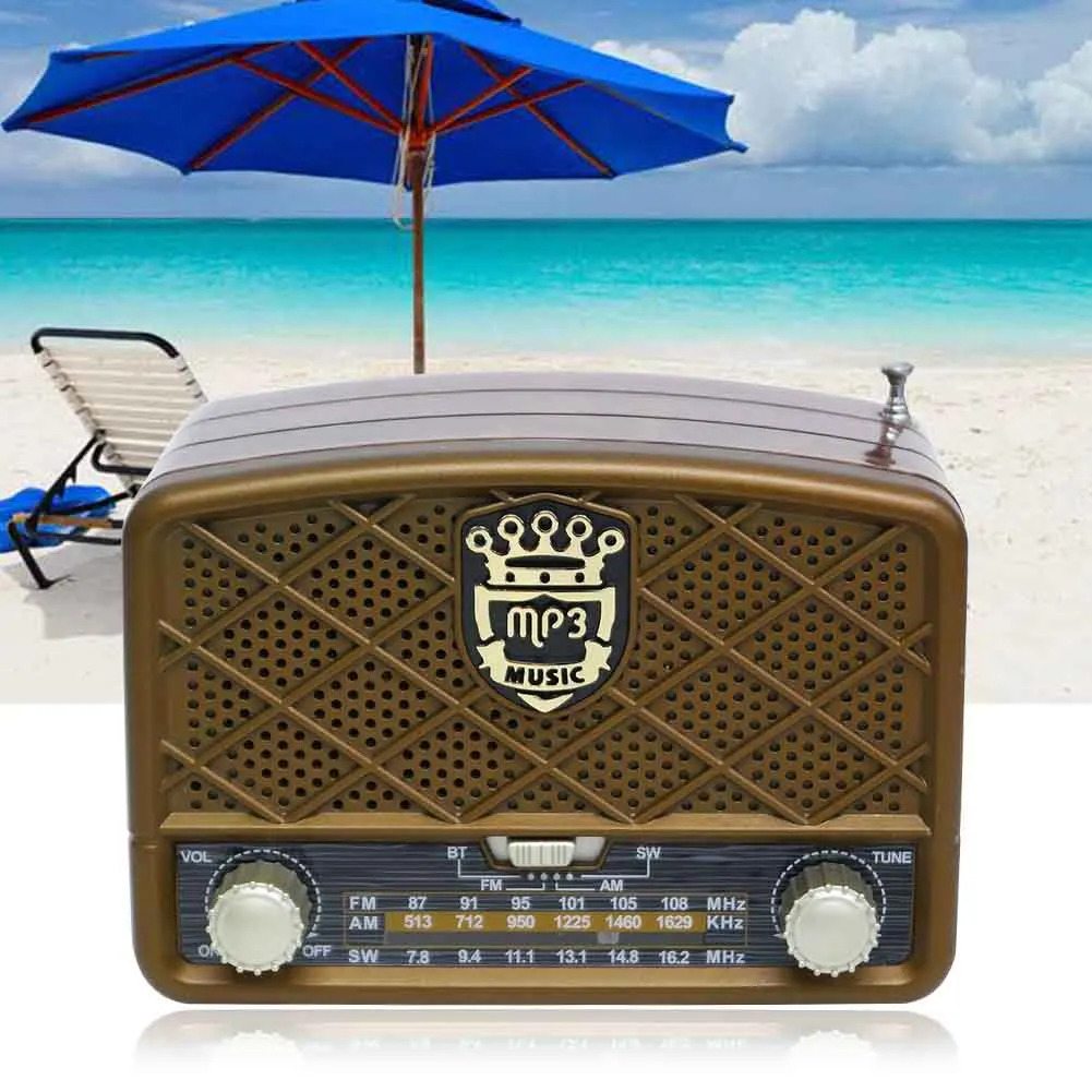 

ABS Retro Gift Bluetooth Radio FM AM SW Portable USB Rechargeable Multifunctional TF Card Home Music Speaker MP3 Player Aux