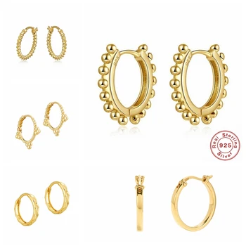 

Real 925 Sterling Silver Earrings Minimalist Cartilage Hoop Earring For Woman Girls Gift Circle Pendientes Jewelry Accessories