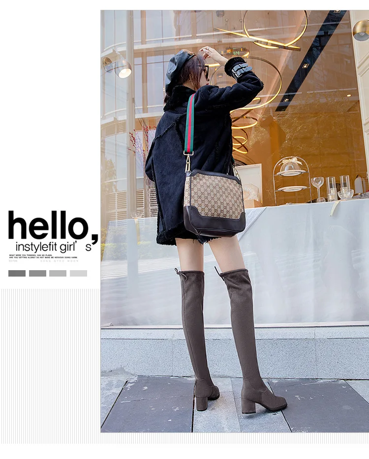 Winter Over The Knee Boots Women Stretch Fabric Thigh High Sexy Woman Shoes