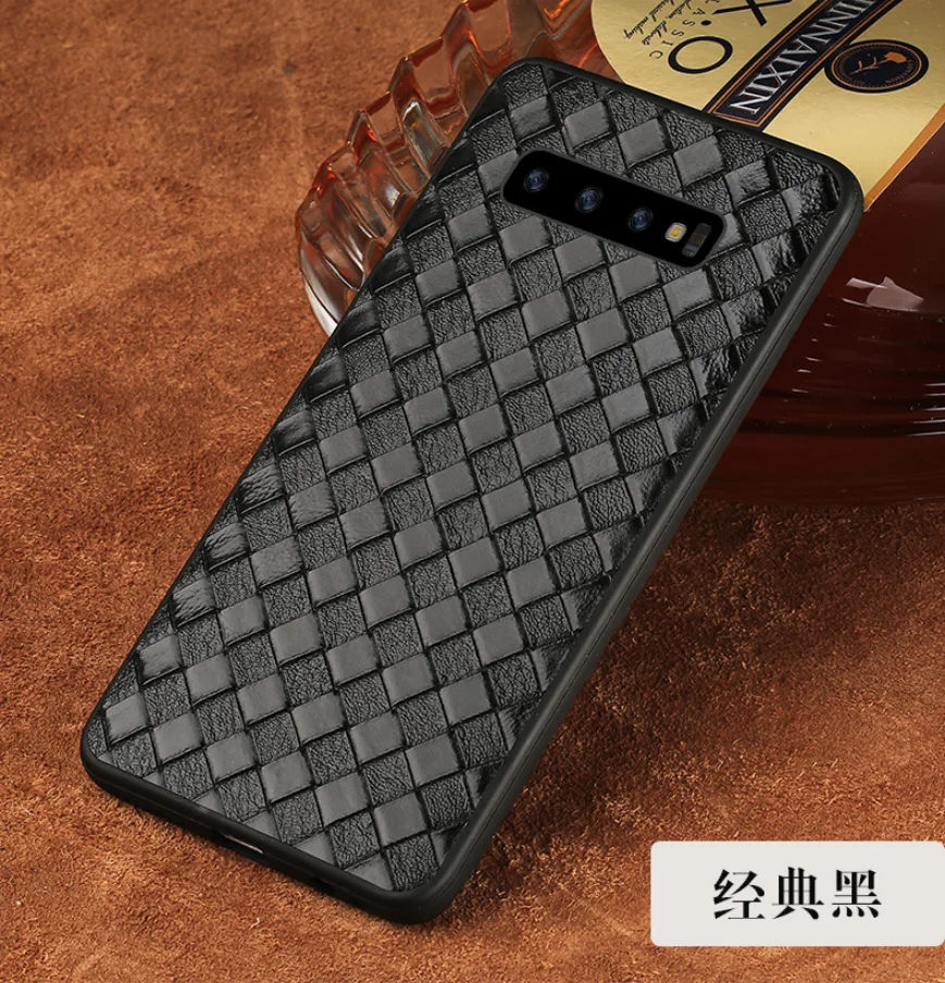 Роскошный противоударный чехол из натуральной кожи для телефона samsung galaxy A50 A70 A40 A20 Note 8 9 10 S8 S9 S10 plus чехол для телефона - Цвет: Черный