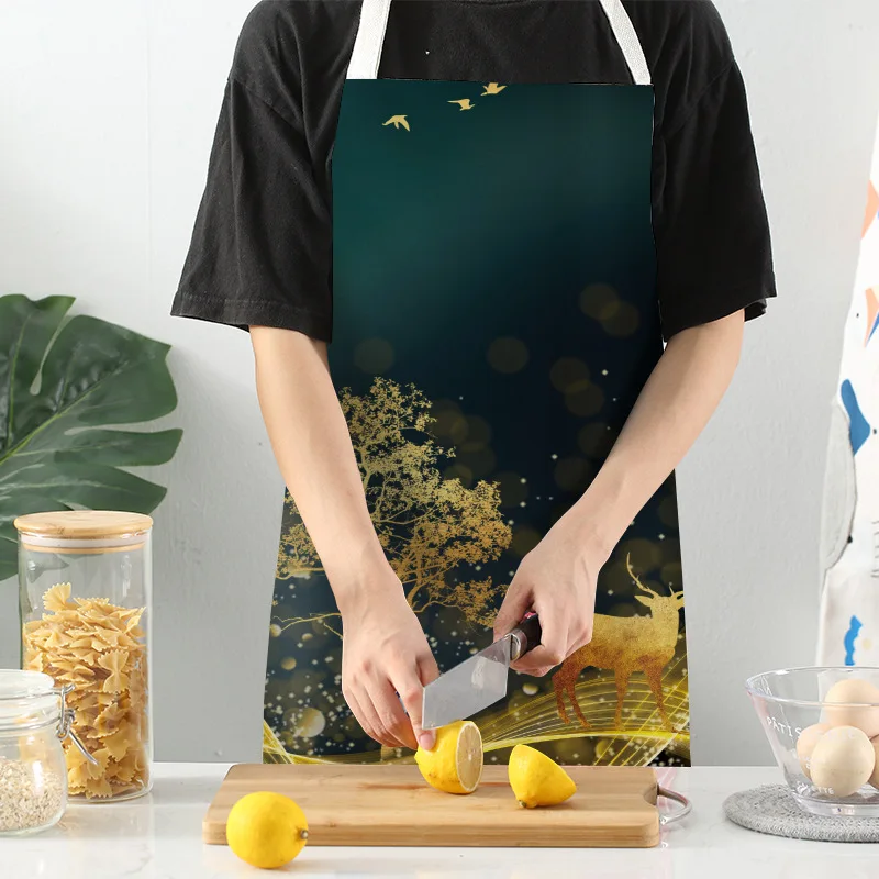Multifunction Kitchen Apron Women Creative landscape Cotton Linen Sleeveless women Chef Cooking Aprons Kitchen 68*55cm 0063