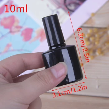 

10ml Empty Nail Polish Bottle Black Glass With Agitator Mixing Balls Nail polish Sub Bottling With Lid Brush Cosmetic Containers