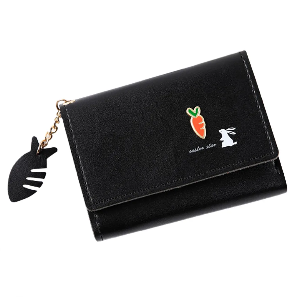 

OCARDIAN womens wallet PU leather short wallet card holder Coin Purse Fish Bone Pendant Soft Face 3 Fold Card Package G0923#35