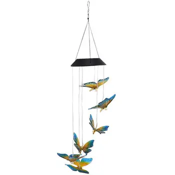 

Solar Power Wind Chime Light Led 7 Colors Change Butterfly Shape Decoratieve Hanging Lamp for Garden Decor