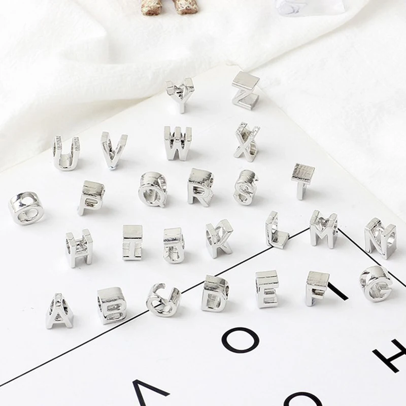 스네이크 본 체인 DIY 영어 알파벳 A-Z 크리스탈 참 비즈, 오리지널 브랜드 팔찌 쥬얼리에 적합, 고품질 브랜드