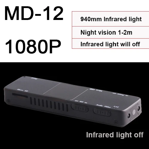 MD12 black HD 1080P инфракрасная мини-камера ночного видения для деловых встреч, аудио запись, мини-видеокамера со встроенным микрофоном pk SQ8 SQ11 - Цвет: MD12 black