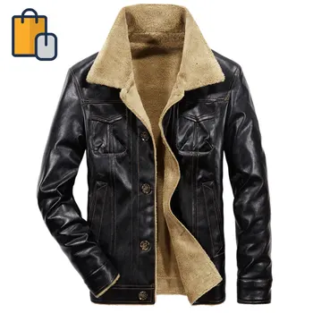 

New Men's leather jacket men's jacket PU business casual thickening warm wide collar winter imitation motorcycle coat windproof