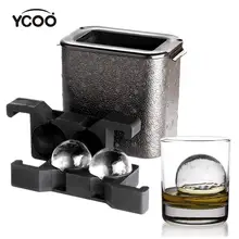 

YCOO Crystal Clear Ice Ball Maker - Ice Ball Spherical Whiskey Tray Mould Maker (Bubble-Free, 2-Cavity 2.35" Mold,An Ice Tong)