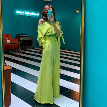 

Tracksuit Women Casual Spring 2 Piece Suit Women Korean Style Two Piece Set Off Shoulder Top And Pants Hip Hop Girl Pants Suit