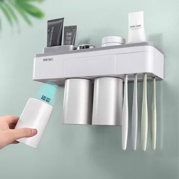 

Creative Couple Toothbrush Cup Toothbrush Holder Magnetic Brush Cup Holder Bathroom Supplies Mobile Storage Rack Equipment Box