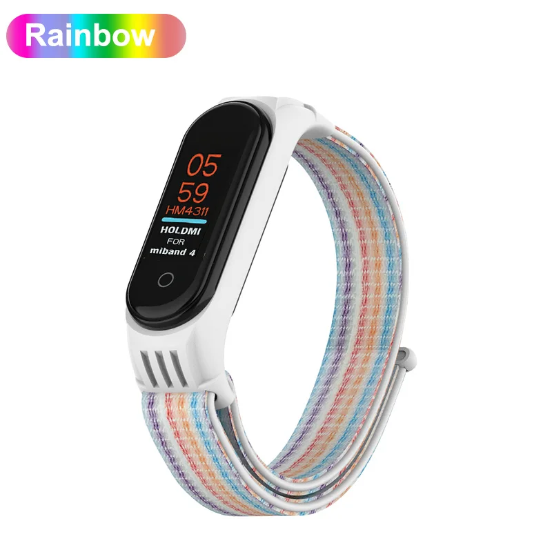 Нейлоновый браслет для mi band 4, ремешок для Xiaomi mi, браслет 3 mi Band 4/3, нейлоновый браслет ремешок, аксессуары для замены запястья - Цвет: Rainbow