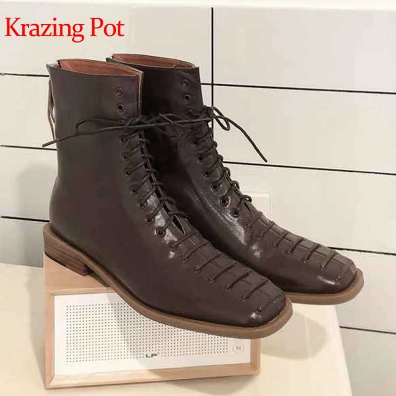 square toe lace up western boots