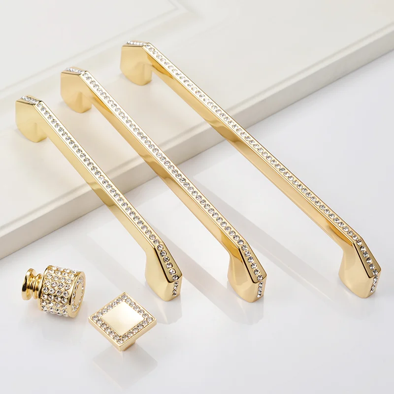 

Luxury Gold and Silver Crystal Zinc Alloy Long Furniture Cabinet Handle