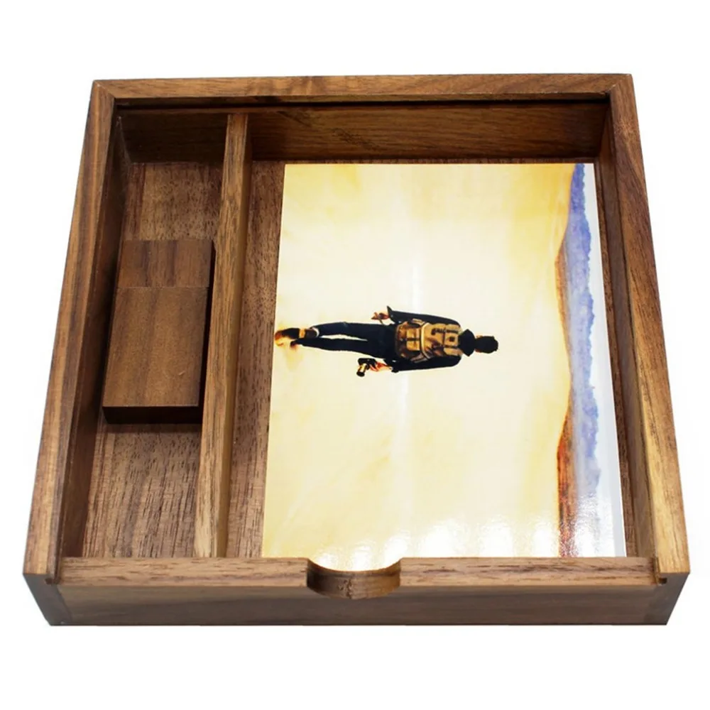 Walnut Wood коробка для фотоальбома USB флэш-накопитель 8 ГБ 16 ГБ 32 ГБ 64 Гб фотография Свадебное устройство для хранения USB2.0 карта памяти