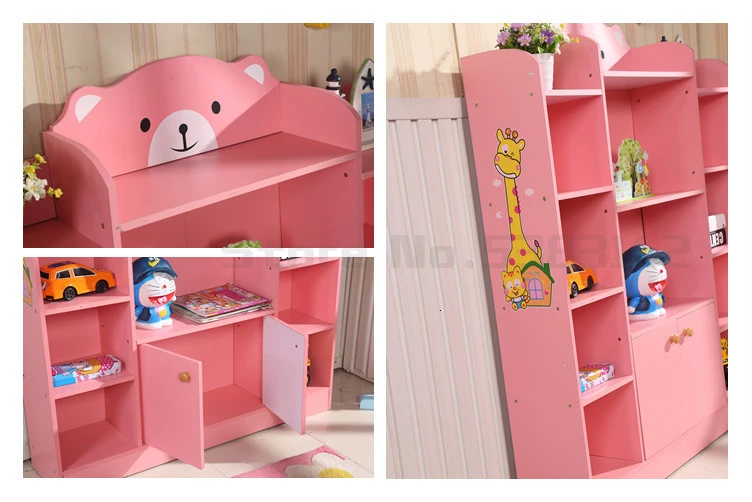 Children's bookcase simple bookcase landing kindergarten shelves cartoon students with doors baby toys storage home