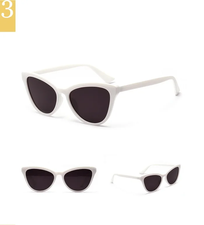 Winful Осень кошачий глаз Винтажные Солнцезащитные очки женские фирменный дизайн простая рамка мужские солнцезащитные очки UV400 gafas de sol mujer - Цвет линз: Белый