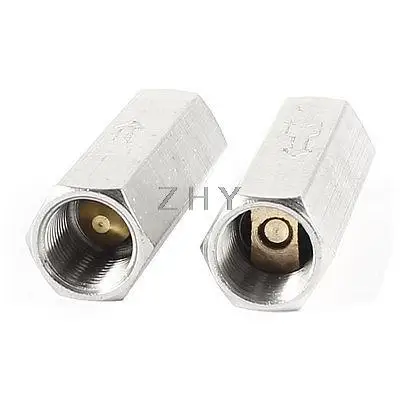 2 x Серебряный тон 8,8 мм 1/8PT с внутренней резьбой воды прямой односторонний обратный клапан