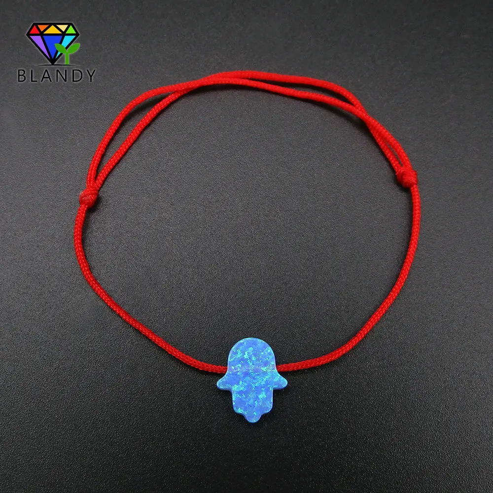 Горячая продажа 1 шт./лот веревка опал браслет Хамса регулируемый 11x13 мм