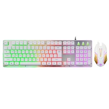

Shipadoo D900 Keyboard and Mouse Set, Suspension Type Manipulator Sense Rainbow Backlit USB Gaming Keyboard and Mouse