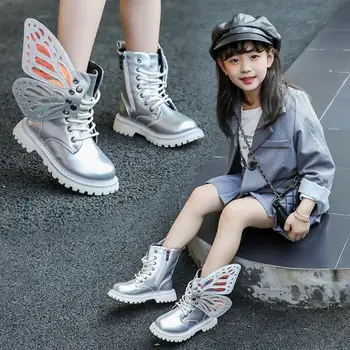 

Autumn Winter Child Shoes PU Leather Waterproof Wing Martin Boots Kids Snow Boots Brand Girls Boys High Boots Fashion Sneakers