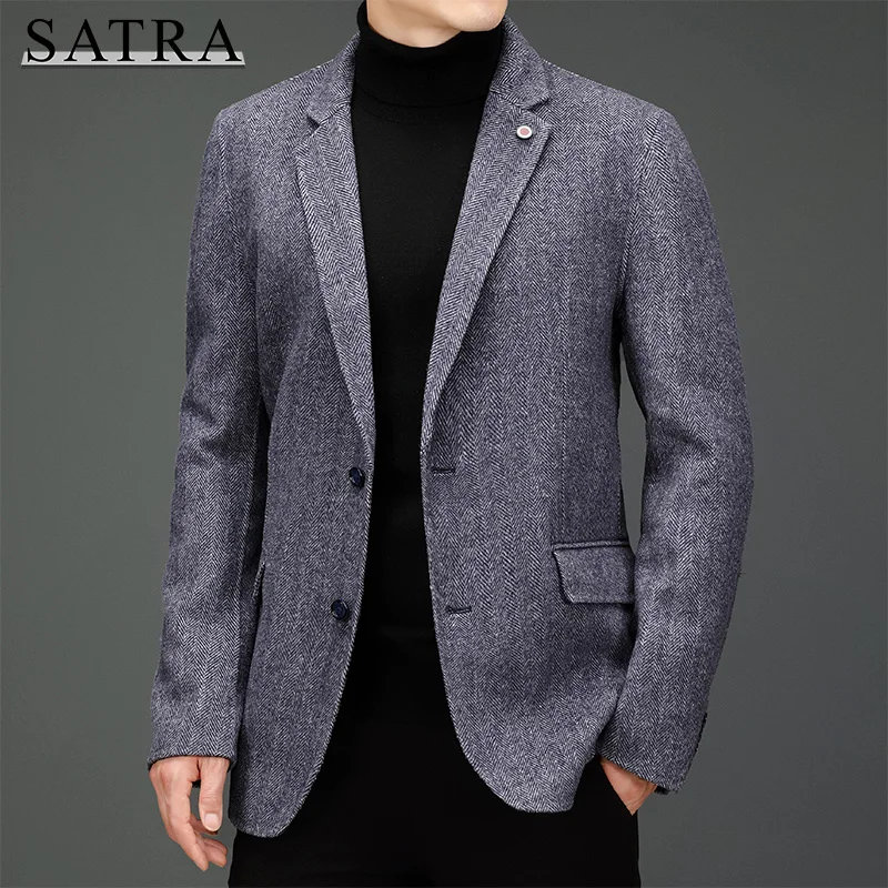 

SATRA 2021 New Arrival winter High Quality Two Sides Wool Business Casual jackets Outwear Coat Men,Men's Fashion Slim Long Coat