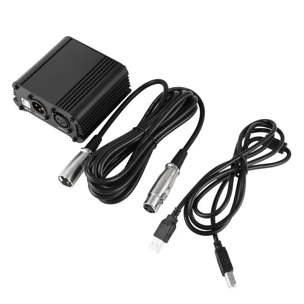 

48V 1-Channel Phantom Power Supply with One XLR Audio Cable for Condenser Microphone Studio Music Voice Recording Equipment