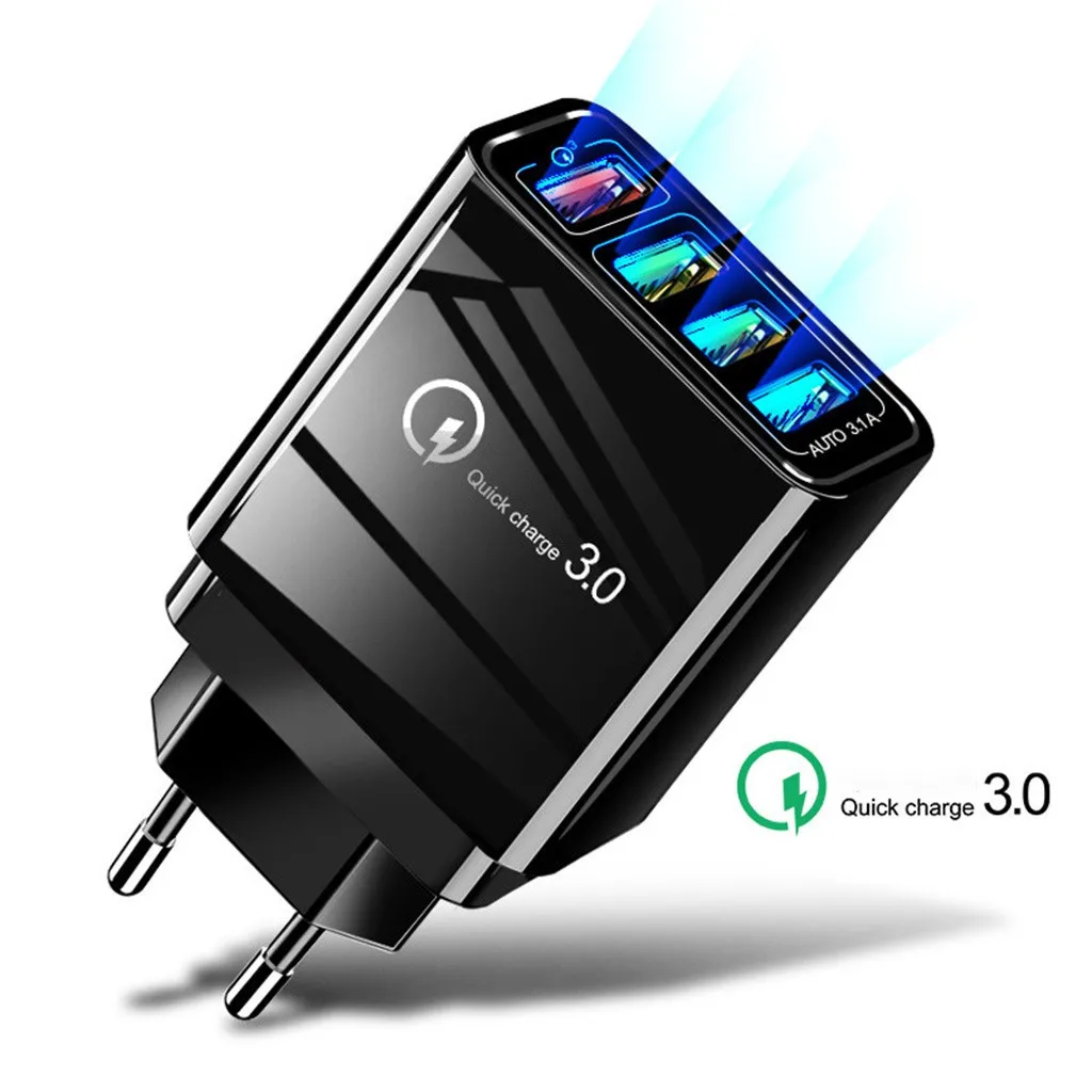 Быстрое зарядное устройство 3,0 USB зарядное устройство для samsung Note 10 для iPhone XR MAX huawei P20 Tablet QC 3,0 быстрое настенное зарядное устройство США ЕС разъем-адаптер