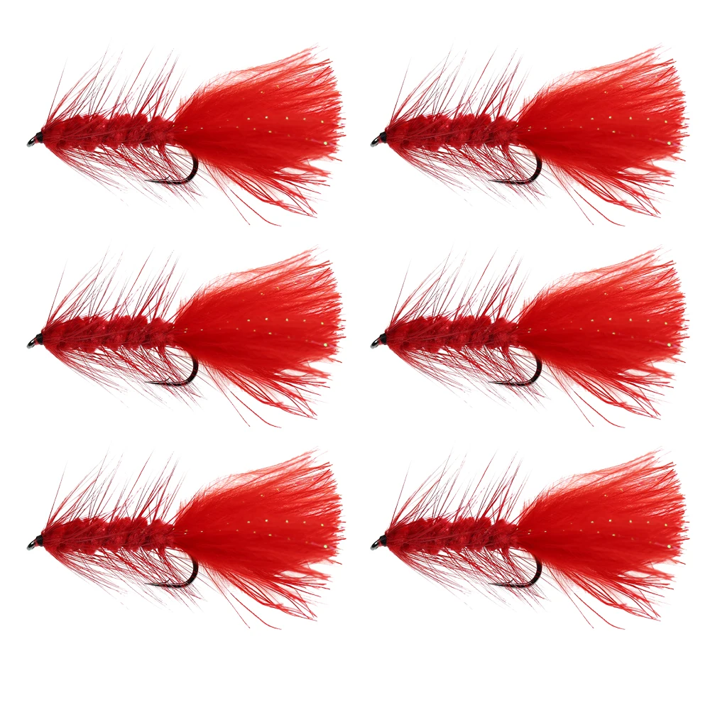 6PCS Shinely Wooly Bugger Streamers Fishing Fly Lures Saltwater Freshwater  Fly Tying Hook Trout Bass Pike Flies Bait