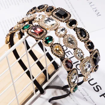 

Luxury Fashion Alloy Headband Head Hoop Ultra Flash Glass Water Diamond Hair Hoop Ladies Dinner Party Daily Girl Hair Bands
