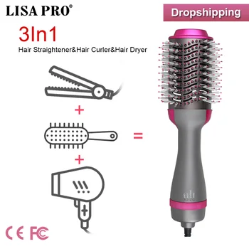 

LisaPro Limited Dropshipping Hot Air Brush straightening And Curling Comb One Step Hair Dryer And Styler Hair Styling Tool
