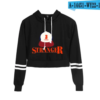 

2019 Best Selling Stranger Things Hoodie Sexy Women Spring Autumn High waist Short Sweatshirt Girl Hoodies Casual Tops