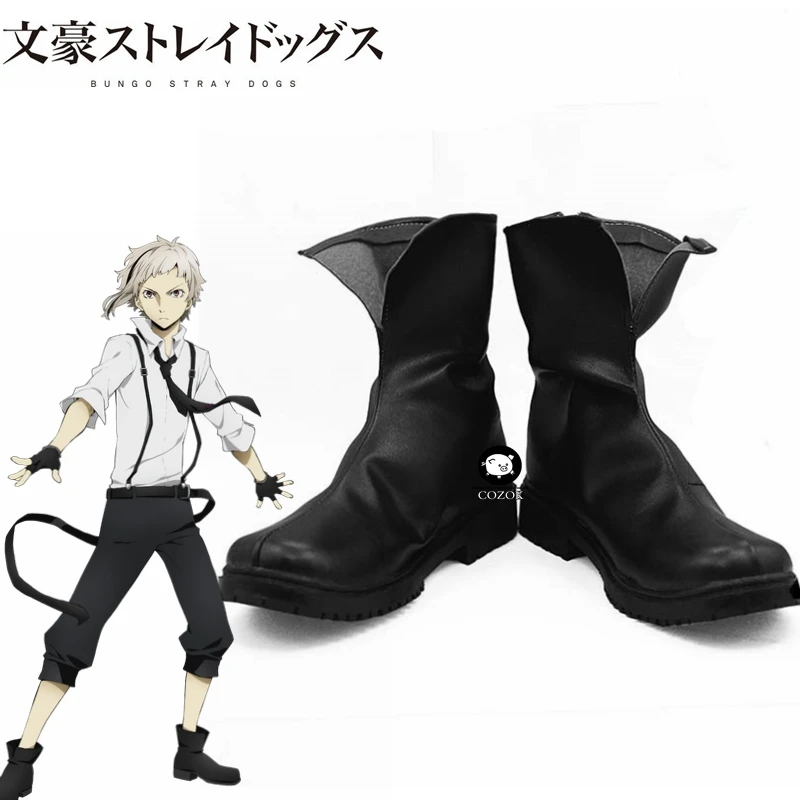 

Anime Bungou Stray Dogs Atsushi Nakajima Cosplay Leather Boots Shoes Halloween Costumes Custom Made