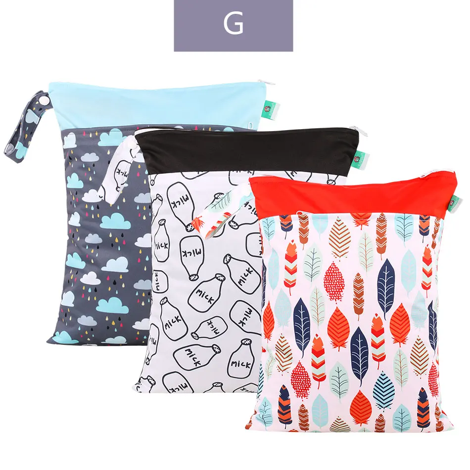 G-wet bag wholesale Elinfant/умка для влажных подгузников, Многоразовые водонепроницаемые модные принты, сумка для влажных сухих подгузников, двойная карманная тканевая ручка, детские подгузники, моющиеся дорожные сумки, 30*40 см - Цвет: G-wet bag wholesale
