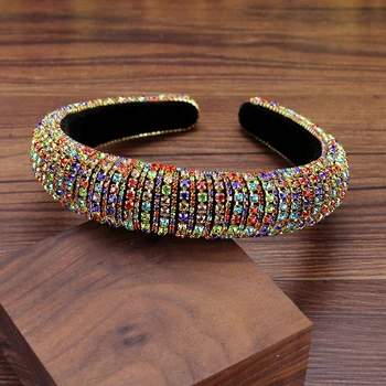 

Gorgeous Vintage Baroque Colorful Full Crystal Tiara Headband Diamante Hairbands For Wedding Party Women charming Hair Jewelry