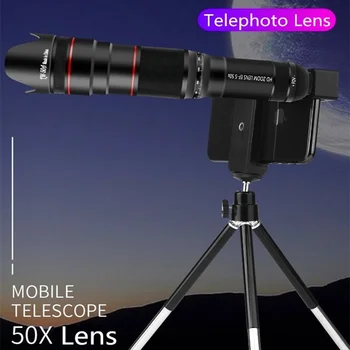 

HD 50X Phone Lens Camera Telephoto Zoom Monocular Telescope Lens SelfieTripod For All Smartphones Adjustable Cell Phone Lenses