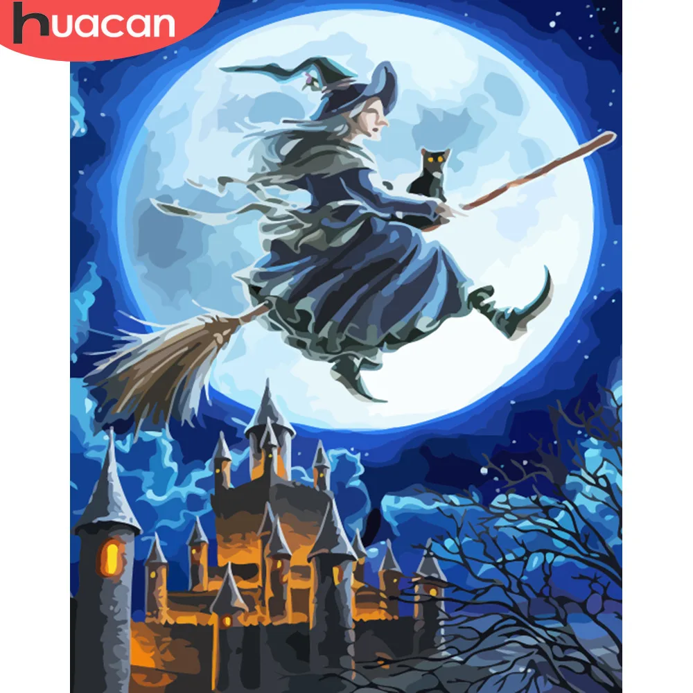 

HUACAN Painting By Numbers Halloween Scenery Kits Drawing Canvas HandPainted Home Decor DIY Oil Pictures By Numbers Landscape