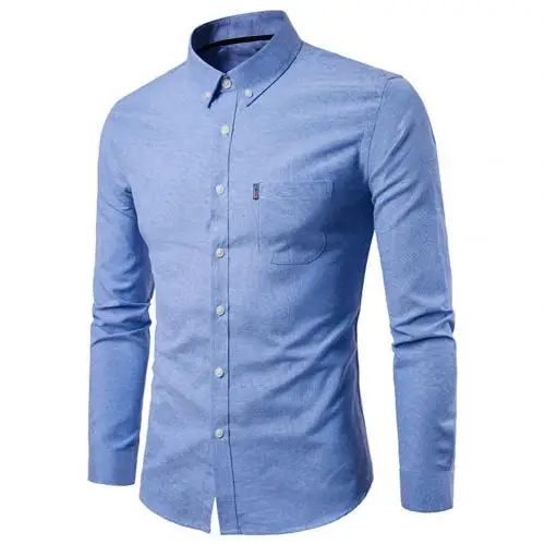 Осенняя тонкая уличная футболка с v-образным вырезом, мужские повседневные Топы И Футболки для фитнеса, винтажный синий пуловер с длинным рукавом, мужская рубашка размера плюс - Цвет: Синий