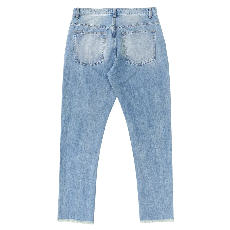 UNCLEDONJM jeans in denim lavato a fulmini uomo coreano street wear jeans  da motociclista jeans in denim High Street per uomo Jeans in difficoltà| Jeans| - AliExpress