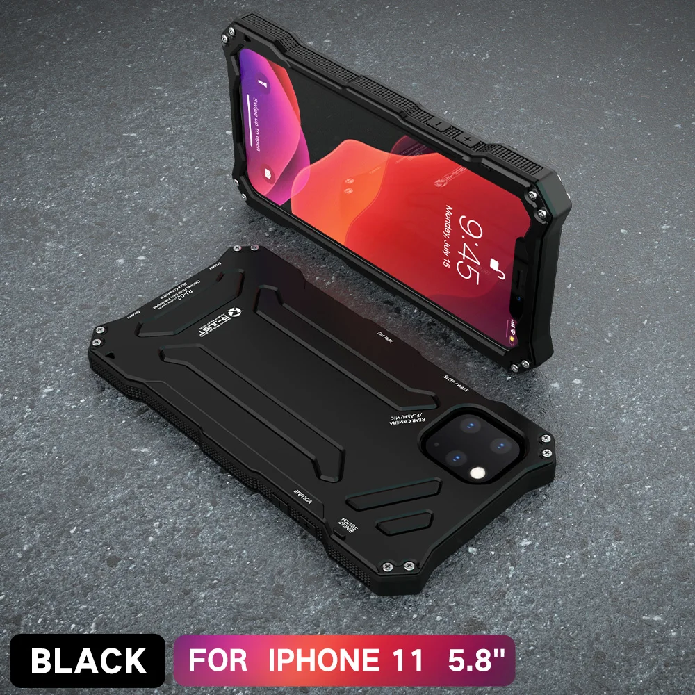 Открытый Doom сверхмощный защитный чехол для iphone 11 металлический алюминиевый корпус для iphone 11 pro max Чехол ударопрочный чехол Fundas - Цвет: black