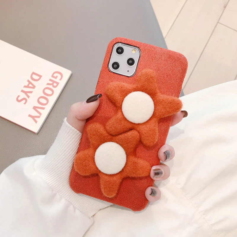 Flower Matte Plush Phone Case For iPhone 11 Pro Max Case Soft TPU Shockproof Cover For iPhone 11 X XR XS MAX 7 8 6 6S Plus Coque