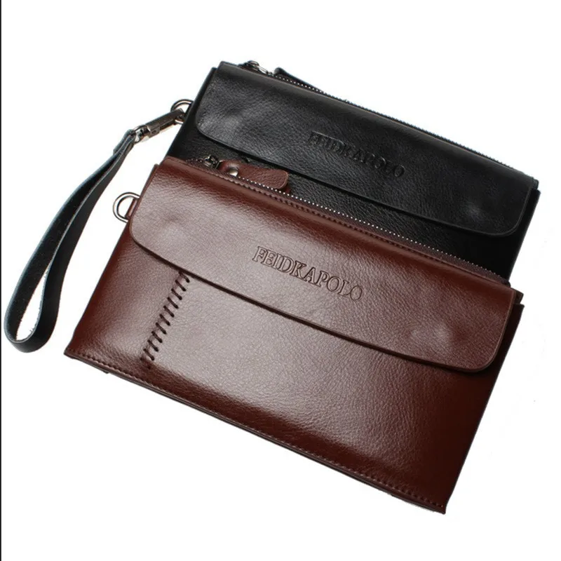 

One Polo New Style Business Casual MEN'S Handbag Genuine Leather Long Large-Volume Clutch Bag Men's Long Straight