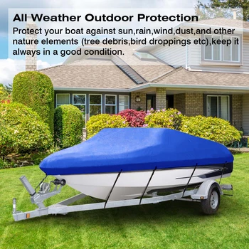 

210D Water Rain Dust Proof Trailerable Fish-Ski V-Hull Sun UV Protector Boat Cover 11ft 13ft 14ft 16ft 17ft 19ft 20ft 22ft D40