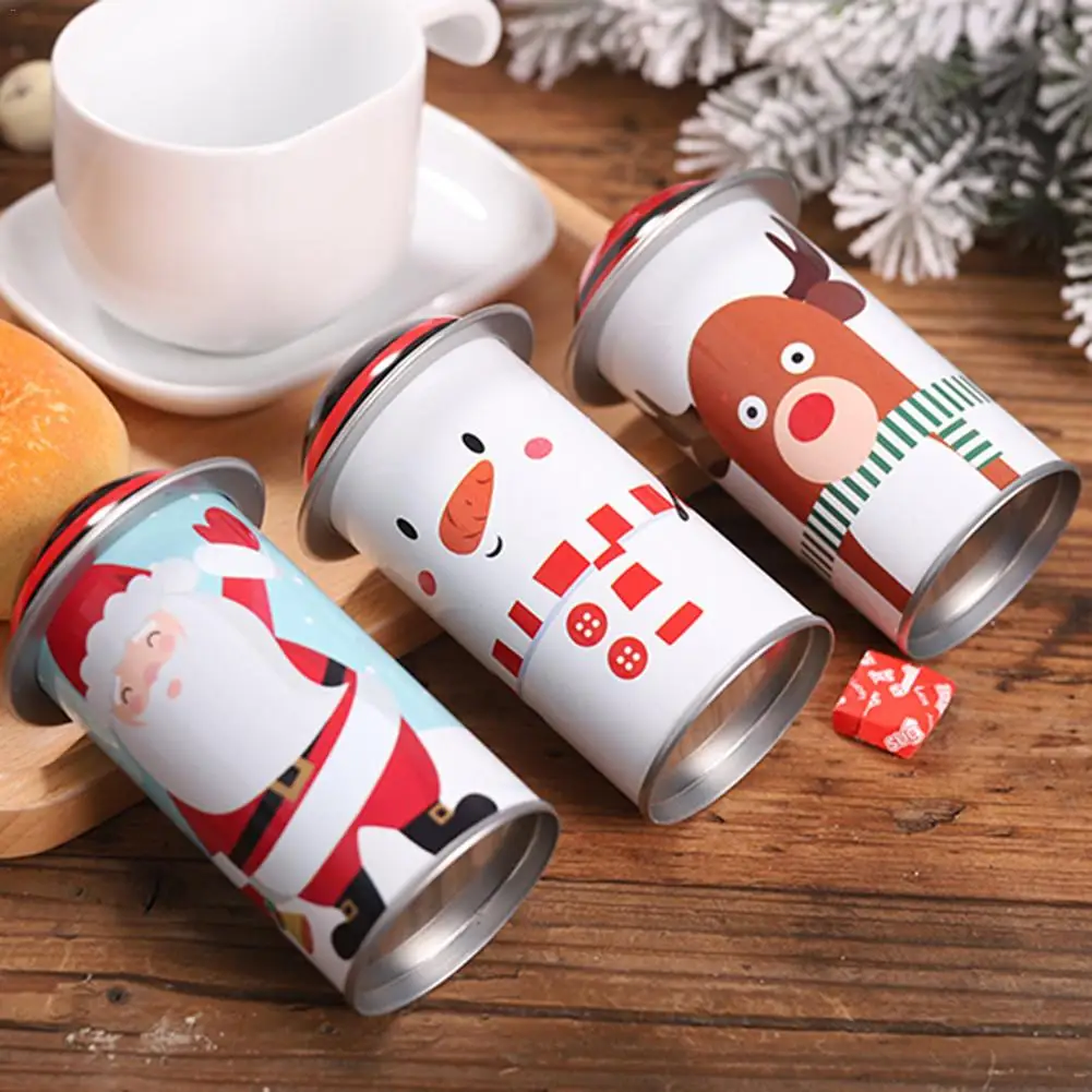 1Pc Random Style Christmas Candy Empty Gift Box Storage Box Can Case Organizer Tins Jar Santa Snowman Decor Xmas Gift