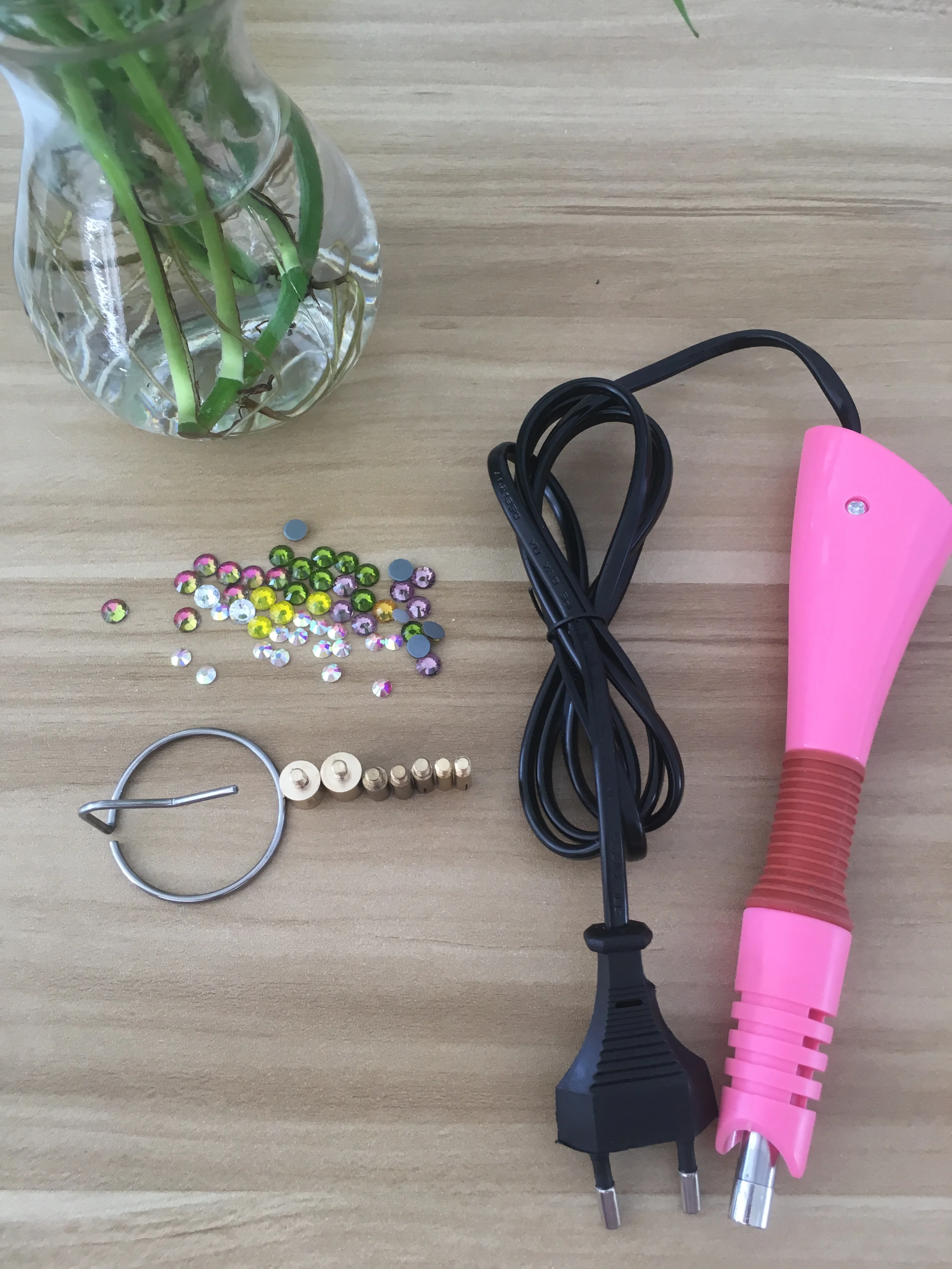 

EU Fast Heated Hotfix Rhinestone Applicator Machine Tool hot fix crystal Applicator diy tools hand tools Iron-on Wand Pink